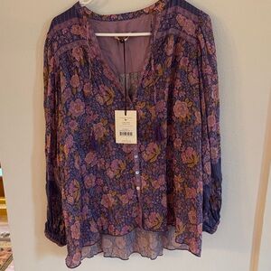 SPELL JUNIPER Floral Purple Blouse S